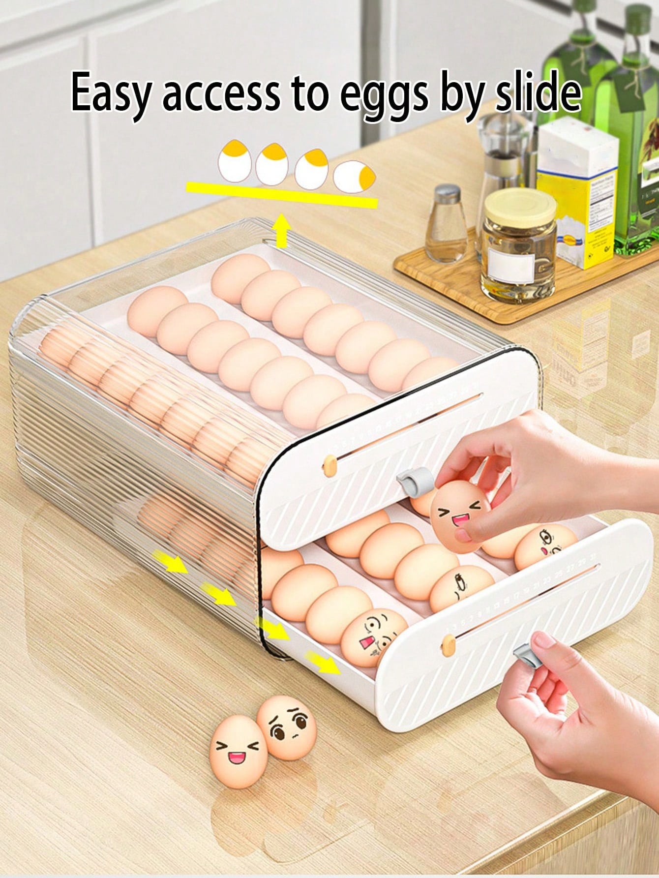 1pc Transparent Pet Material Auto-refilling Egg Storage Box With 36-grid For Perfect Home Egg Organization, Ideal For Farm Lovers