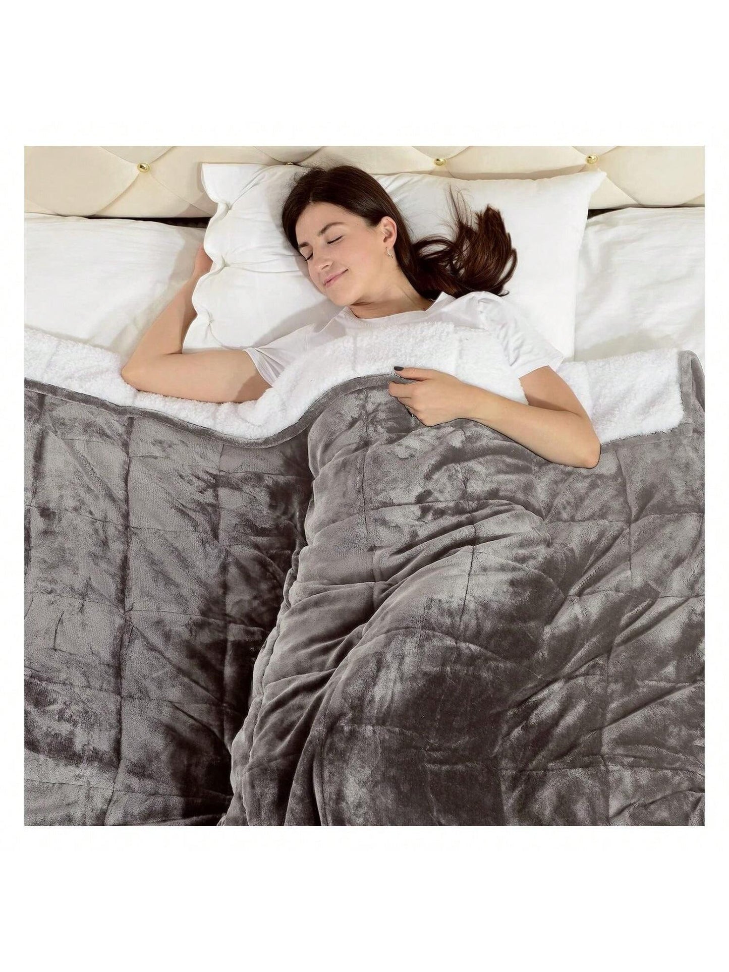 Homehours Weighted Blanket 15 Pounds for Adults 48x72 inches, Soft Plush Fleece & Cozy Warm Weighted Blankets Great for Sleep & Calming, Size Heavy Blanket for Couch Bed, Grey