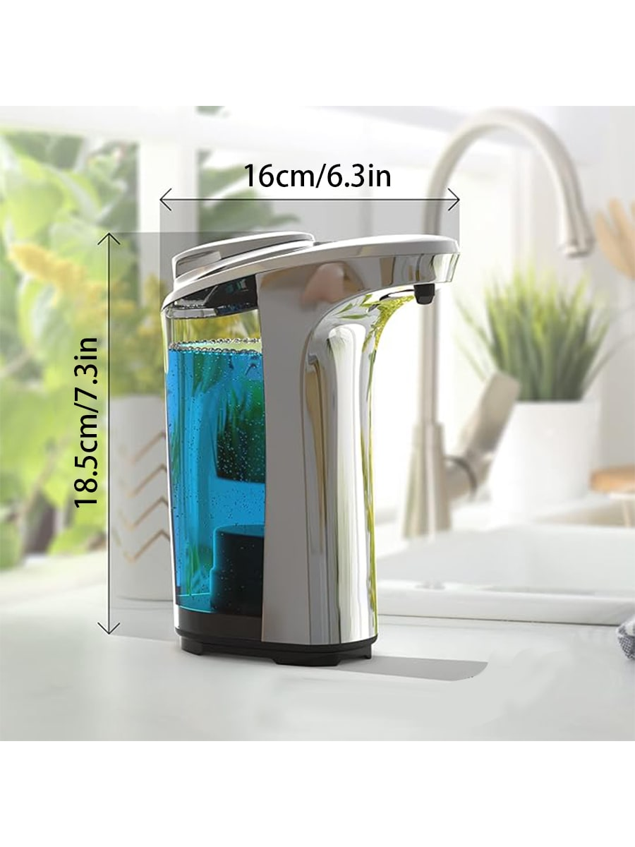 Automatic Soap Dispenser 17oz/500ml, Touchless Dish Soap Dispenser With Upgraded Infrared Sensor, 5 Adjustable Soap Dispensing Levels, Liquid Hand Soap Dispenser For Bathroom Kitchen, Battery Powered (Batteries Not Included)