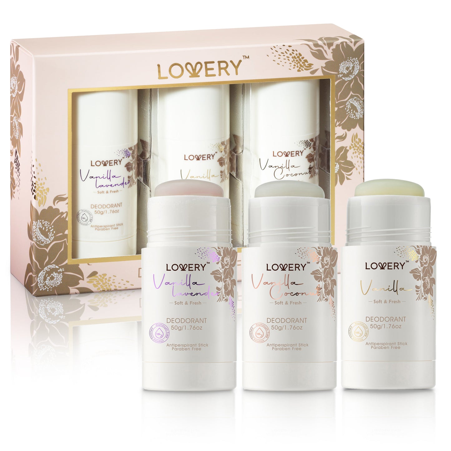 Vanilla Scented Natural Deodorant - 3pc Aluminum Free Antiperspirant Sticks