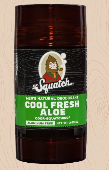 Dr. Squatch Natural Deodorant for Men – Odor-Squatching Men's Deodorant Aluminum Free - Cool Fresh Aloe 2.65 oz (1 Pack)