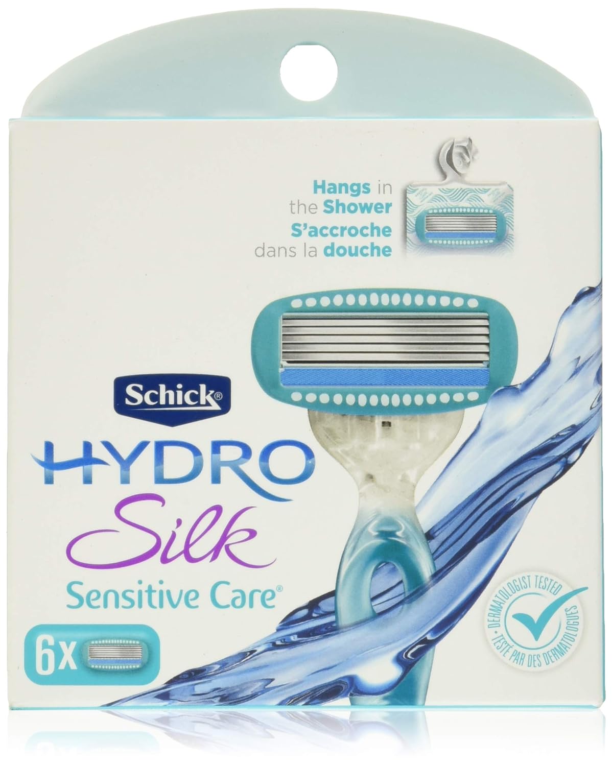 Schick Hydro Silk Moisturizing Razor Blade Refills for Women with Shower Hanger, 6 Count (Pack of 1)