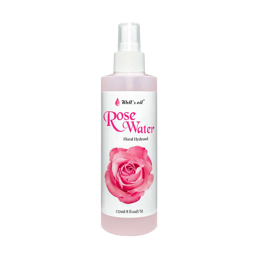 Well's Rosewater Mist 8oz I Natural Spray Toner I Refreshing, Glowing Skin, All Skin Types I No Alcohol I No Parabens I No Dyes I Skincare and Haircare
