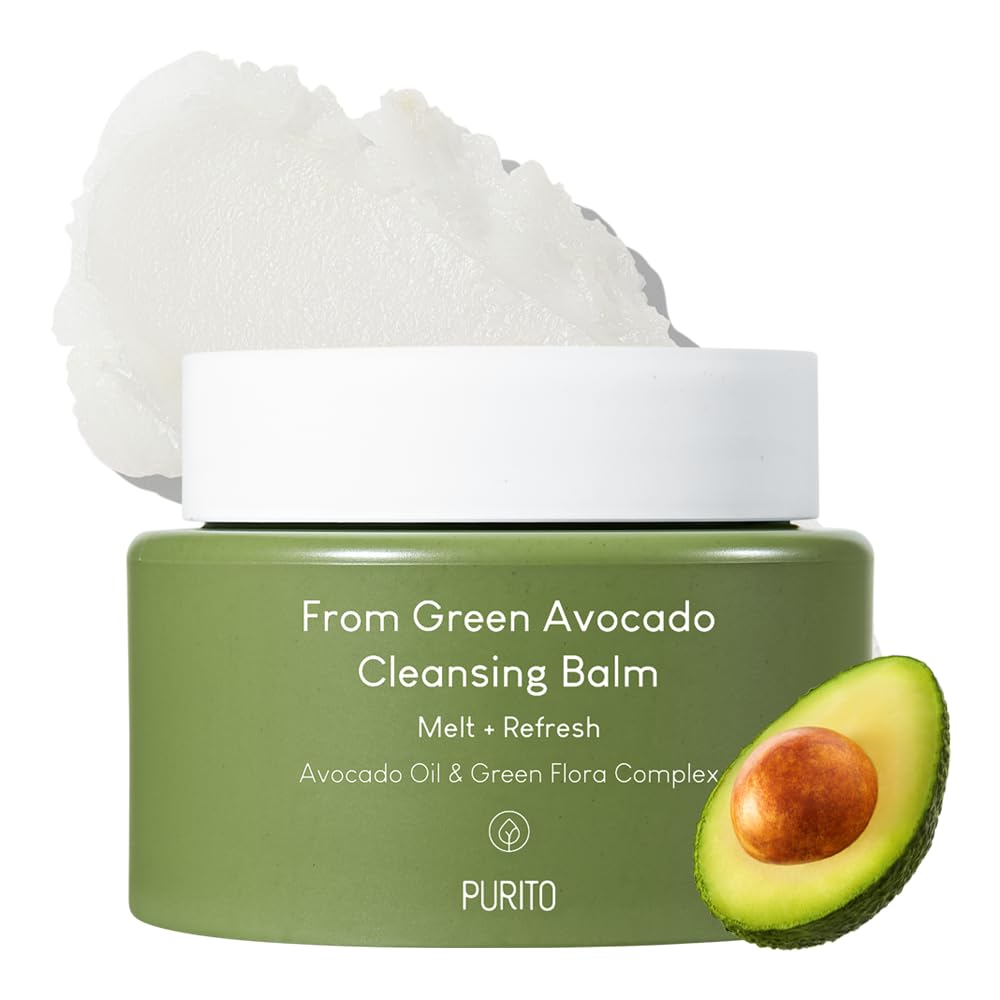 PURITO From Green Avocado Cleansing Balm 100ml / 3.38 fl. oz., Melt-In Moisture with Avocado Oil, Vegan, Cruelty-Free, Suitable for Dry Skin, Korean Skincare
