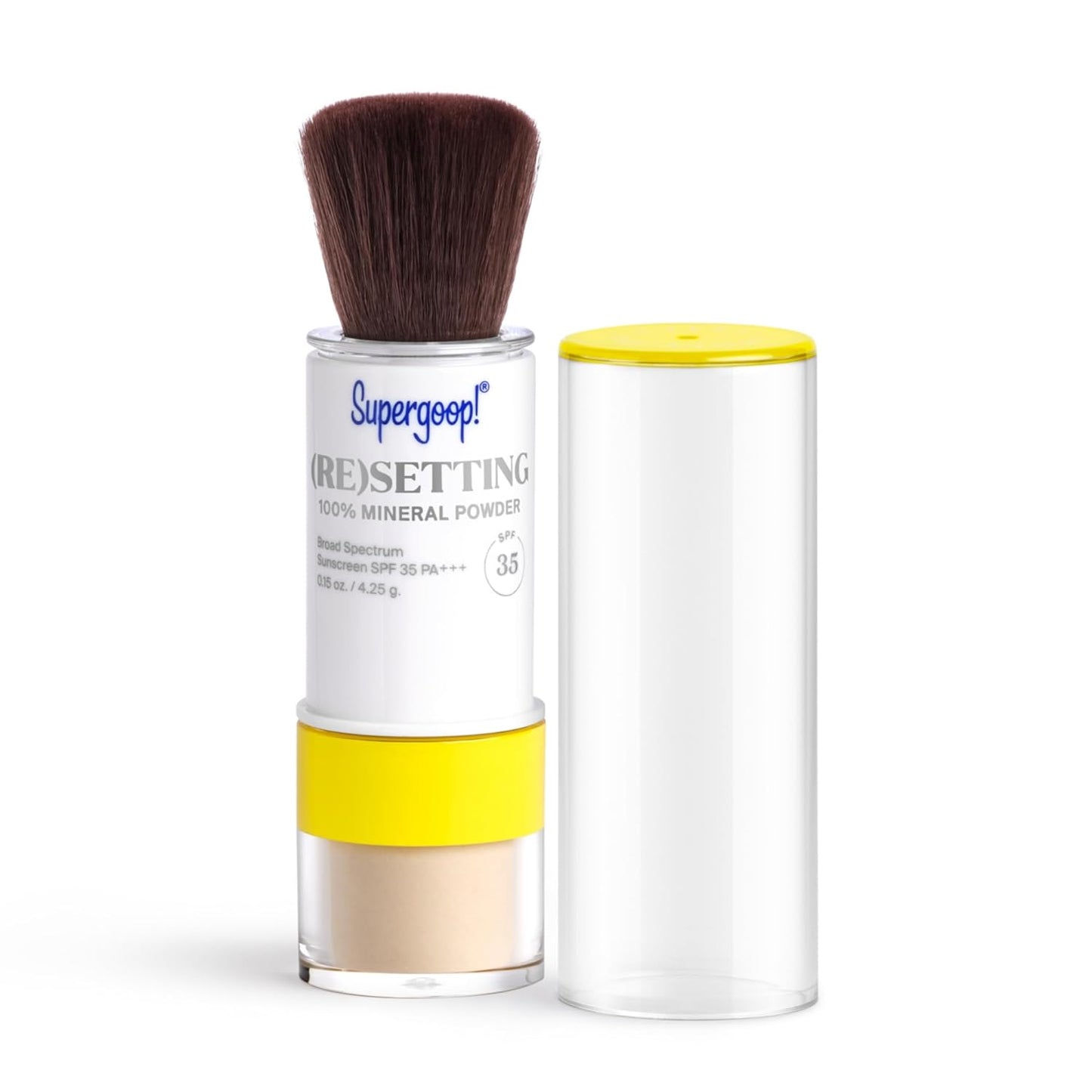 Supergoop! (Re)setting 100% Mineral Powder For Makeup, Translucent - 0.15 oz - Broad Spectrum SPF 35 PA+++ Sunscreen - With Ceramides, Olive Glycerides & Coated Silica Spheres