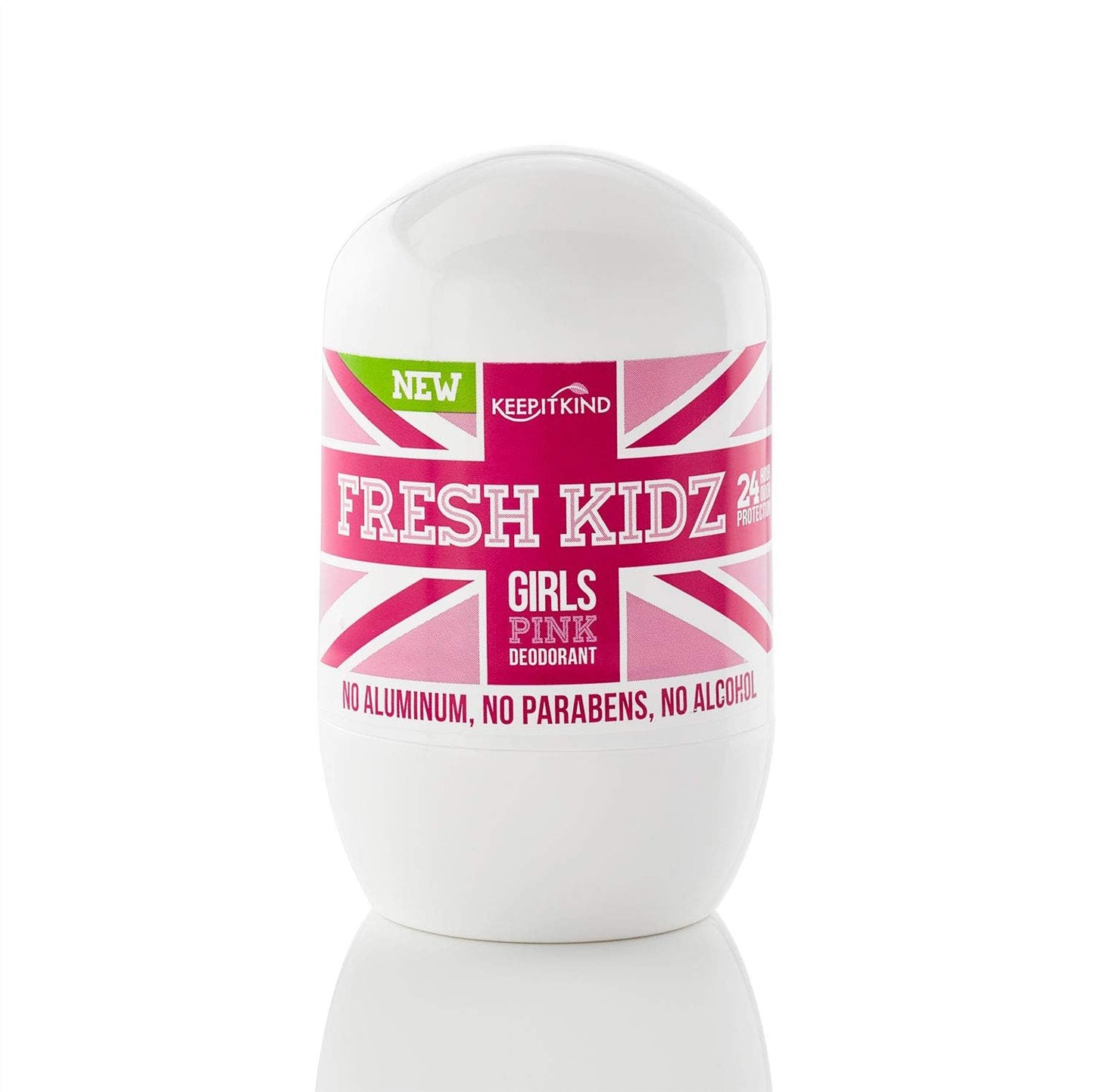 Roll On Deodorant for Kids and Teens - Baking Soda and Aluminum-free 24 Hour Protection for Sensitive Skin - Girls "Pink" 1.86 fl.oz.