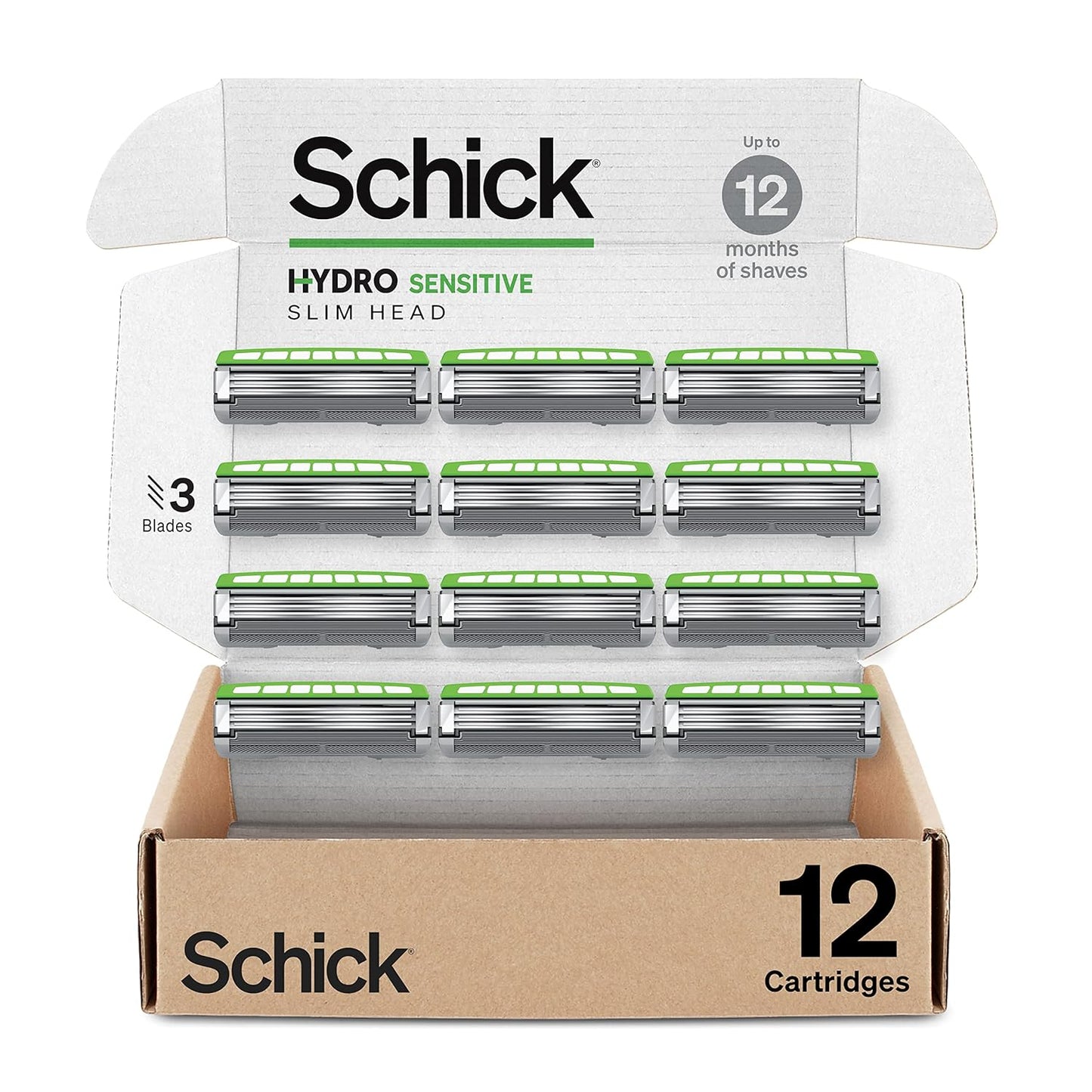 Schick Hydro Slim Head Sensitive Refills Ñ Schick Razor Refills for Men, MenÕs Razor Refills, 12 Count