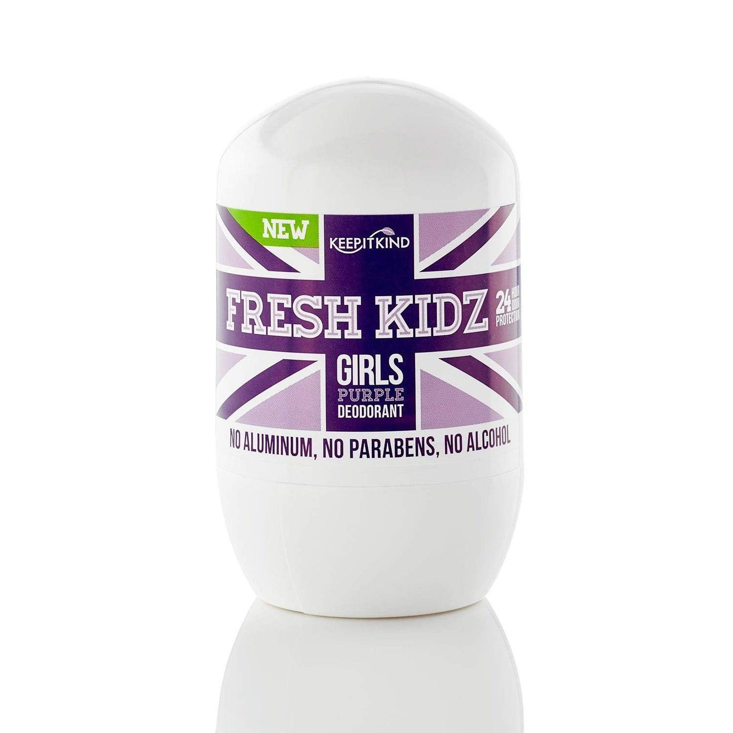 Roll On Deodorant for Kids and Teens - Baking Soda and Aluminum-free 24 Hour Protection for Sensitive Skin - Girls "Purple" 1.86 fl.oz.
