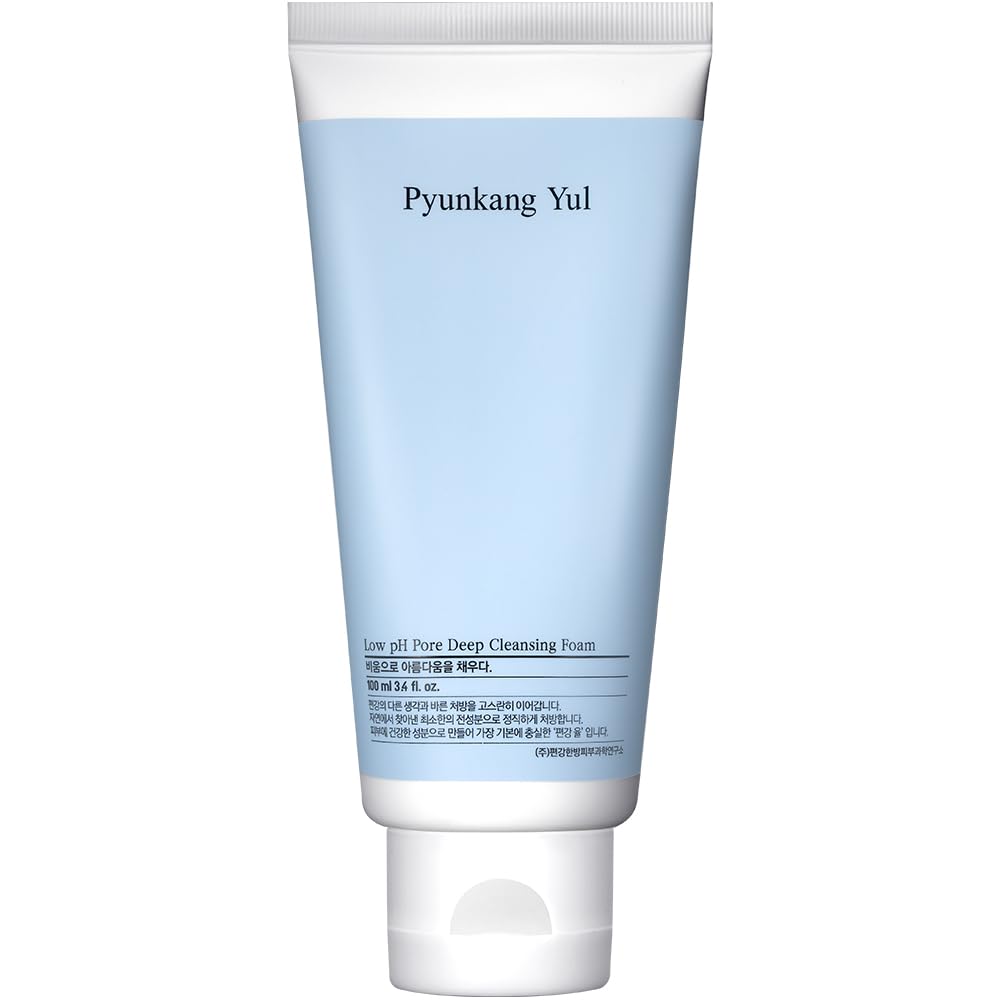 PYUNKANG YUL Low pH Pore Deep Cleansing Foam - 2 Step Solution Korean Facial Wash - Makeup Remover Face Cleanser with Witch Hazel, AHA - Cica, Tea Tree Extract - Rapid Moisture replenishment 3.4 Fl Oz