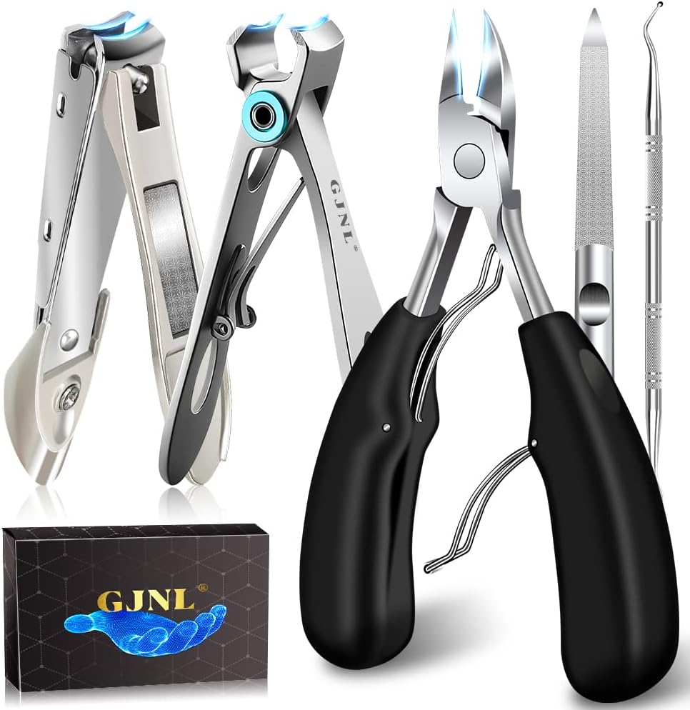 Toenail Clippers for Seniors Thick Nails - Wide Jaw Opening Extra Large Toe Nail Clippers with Catcher, Professional Sharp Curved Blade Heavy Duty Clipper Pro Nail Cutter for Seniors Long Handle
