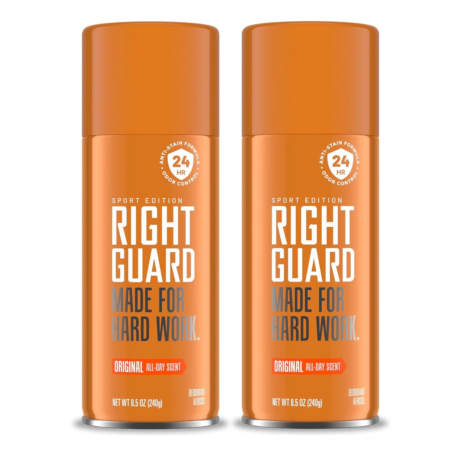 Right Guard Sport Deodorant Spray | Anti-Stain Spray Deodorant For Men | Aluminum Free | 24-Hour Odor Control | Original Scent, 8.5 oz. (2 count)