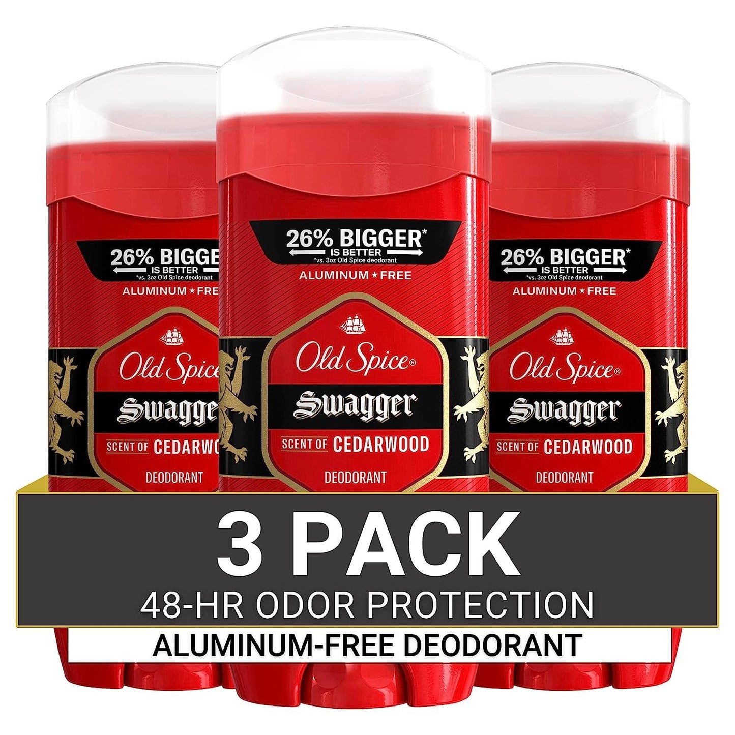 Old Spice Aluminum Free Deodorant for Men, Swagger Scent, 3.8 oz (Pack of 3)