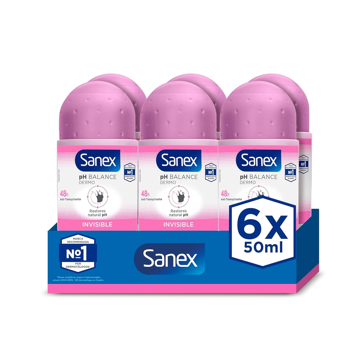 Sanex Deodorant Roll On Dermo Invisible 50 ml 6 Pack