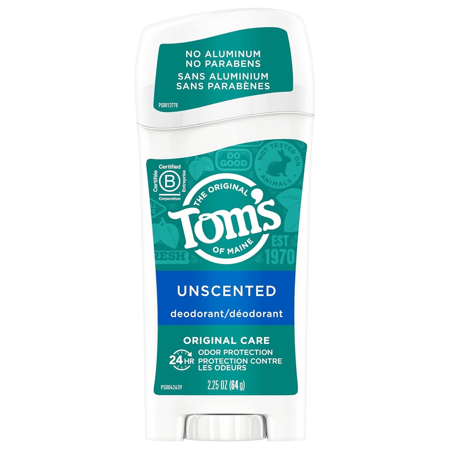 Tom's of Maine Original Care Natural Deodorant, Unscented, 2.25 oz. 6-Pack (Packaging May Vary)