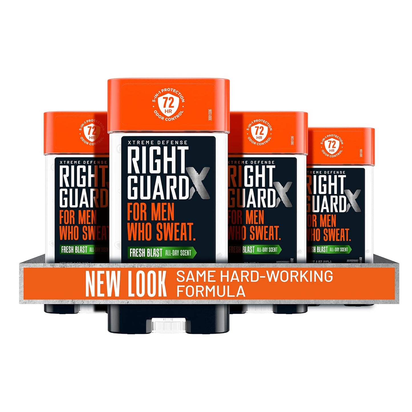 Right Guard Xtreme Defense Antiperspirant & Deodorant Gel | 5-in-1 Protection For Men | Blocks Sweat 2X Longer | 72-Hour Odor Control | Fresh Blast Scent, 4 oz. (4 count)