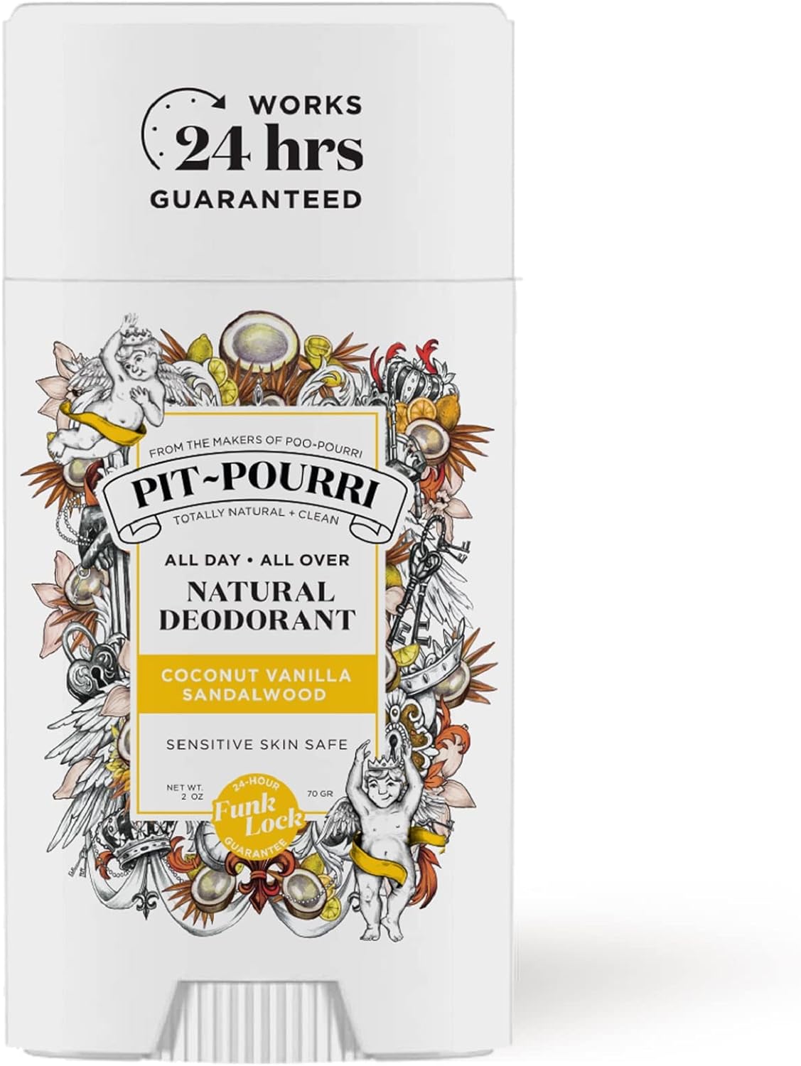 Pit Pourri All Day-All Over Natural Deodorant, Coconut Vanilla and Sandalwood - 2.5 Oz