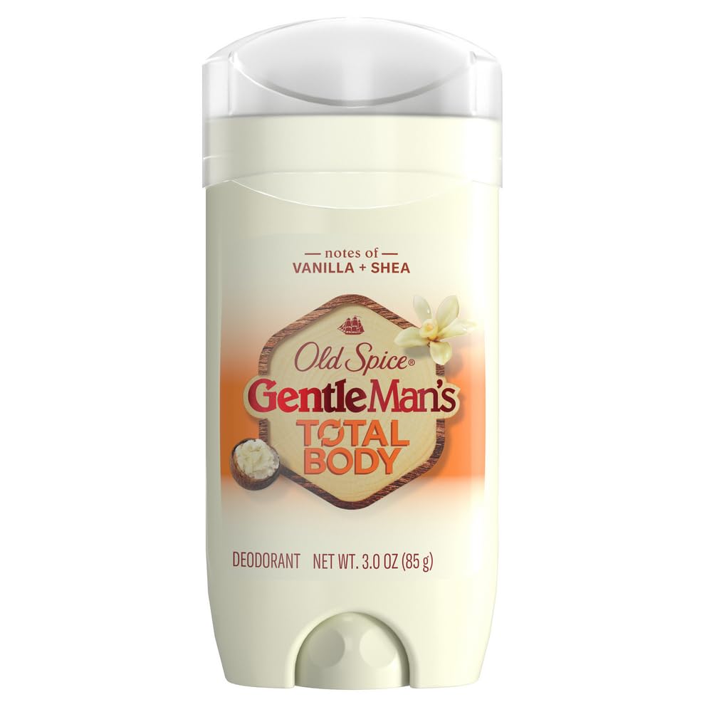 Old Spice Total Body Deodorant Men, Vanilla + Shea, Aluminum Free Deodorant Stick for 24/7 Freshness // Dermatologist Tested Whole Body Deodorant, 3.0 oz