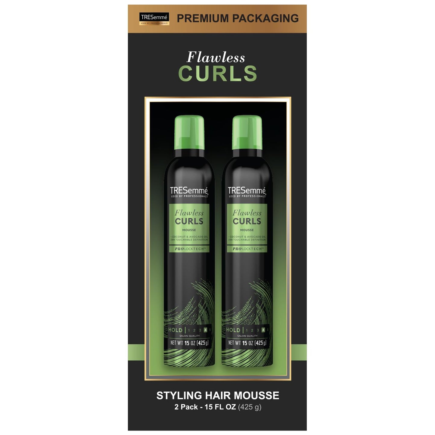 TRESemmŽ Flawless Curls Mousse with Coconut and Avocado Oil, Provides Extra Hold in a Lightweight Formula, Paraben Free and Alcohol Free, Leaves Curls Soft & Bouncy, 2 pk - 15 oz each