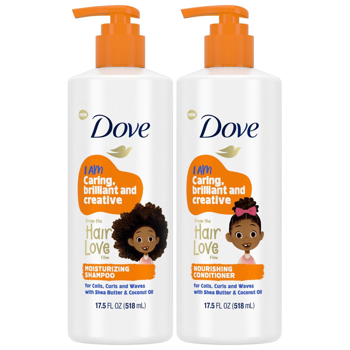 Dove Shampoo and Conditioner Set - Dove Kids Hair Love Collection, Curly Hair Products, Kids Shampoo and Conditioner, Wavy Hair Products 17.5 Oz (2 Piece Set)
