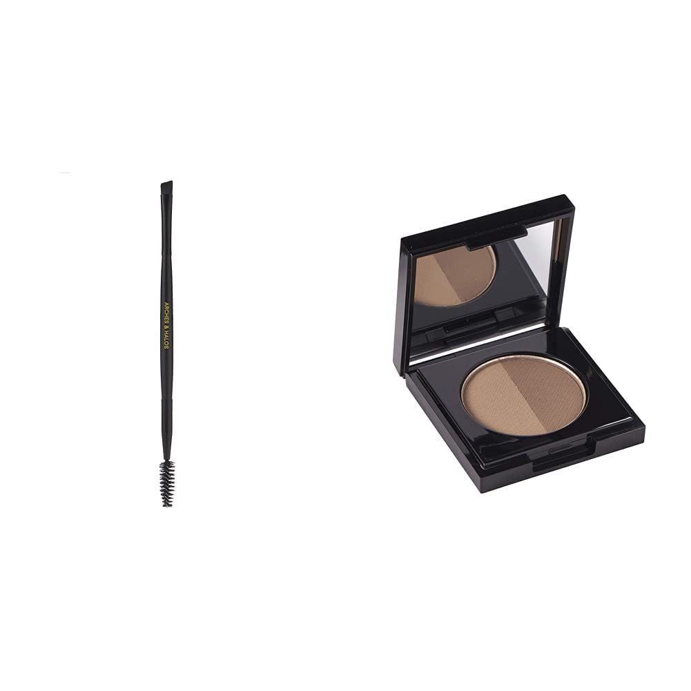 Arches & Halos Brow Shaping Set - Dual Ended Brush With Luxury Brow Powder In Sunny Blonde - Define, Brush And Blend Brows - Easily Fill, Sculpt Full Eyebrows - Vegan, Cruelty Free Makeup - 2 Pc