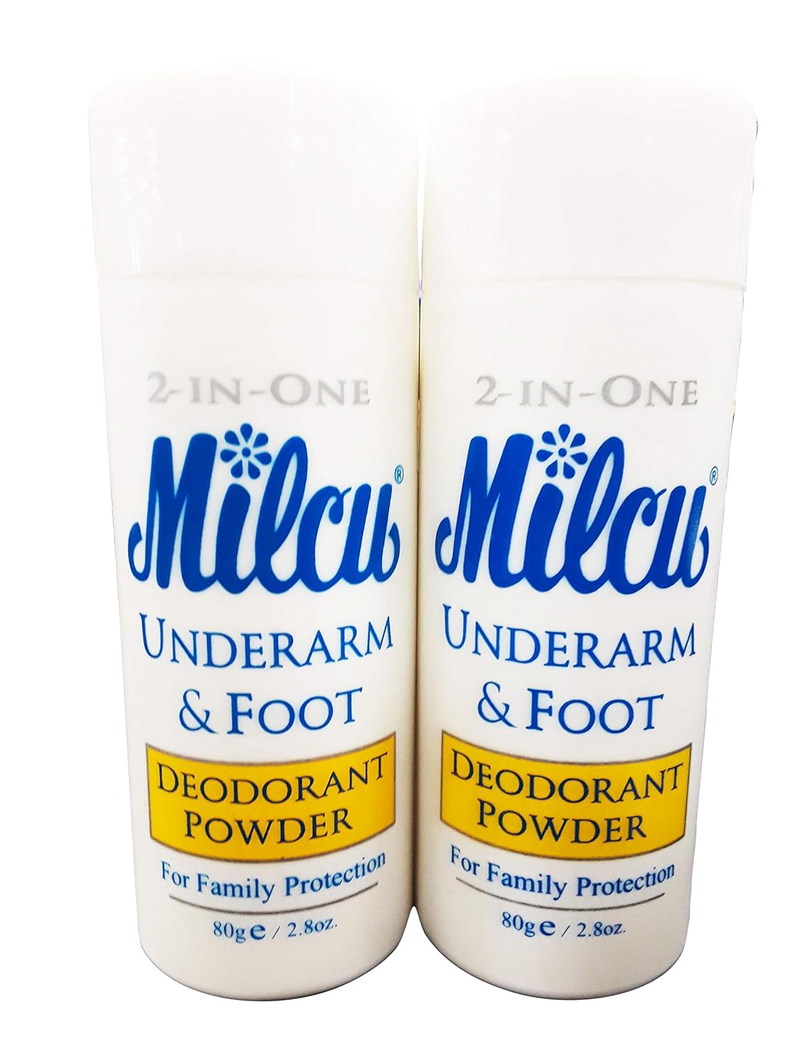 Underarm & Foot Deodorant Powder 80g per Bottle, 2 Pack