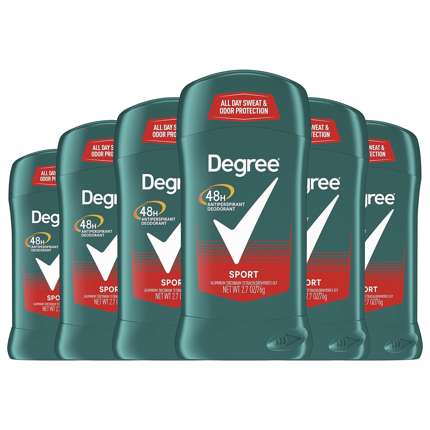 Degree Men Original Antiperspirant Deodorant for Men, Pack of 6, 48-Hour Sweat and Odor Protection, Sport 2.7 oz