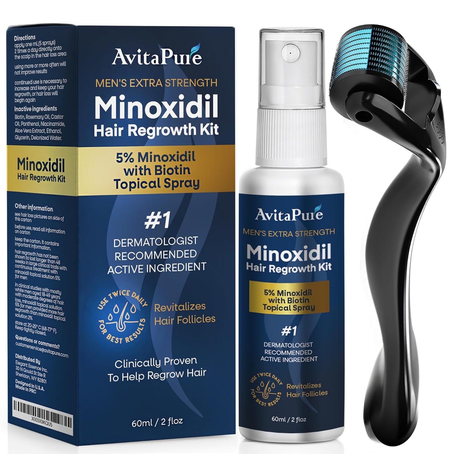 AVITAPURE Minoxidil Beard Growth Oil, 5% Minoxidil for Men Beard Growth Spray Infused with Bitoin, Extra Strength Beard Growth Serum to Increase Thickness and Volume Faster