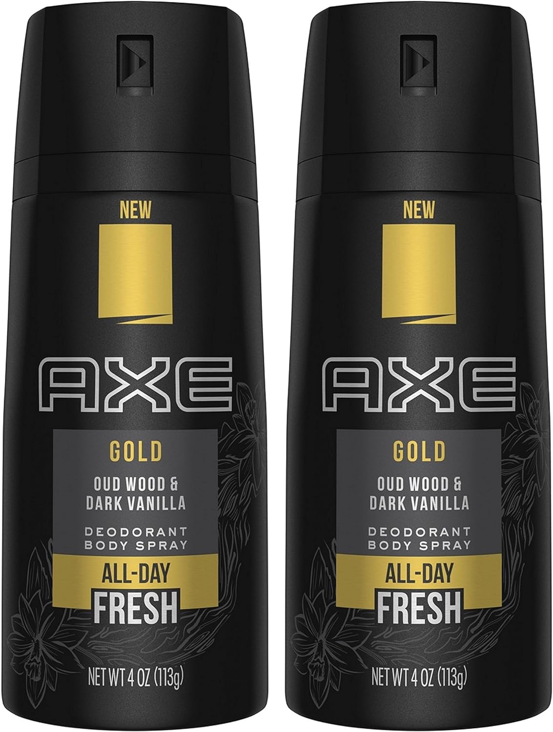 Axe Gold Oud Wood and Dark Vanilla Deodorant Body Spray 4.0 oz (Pack of 2)