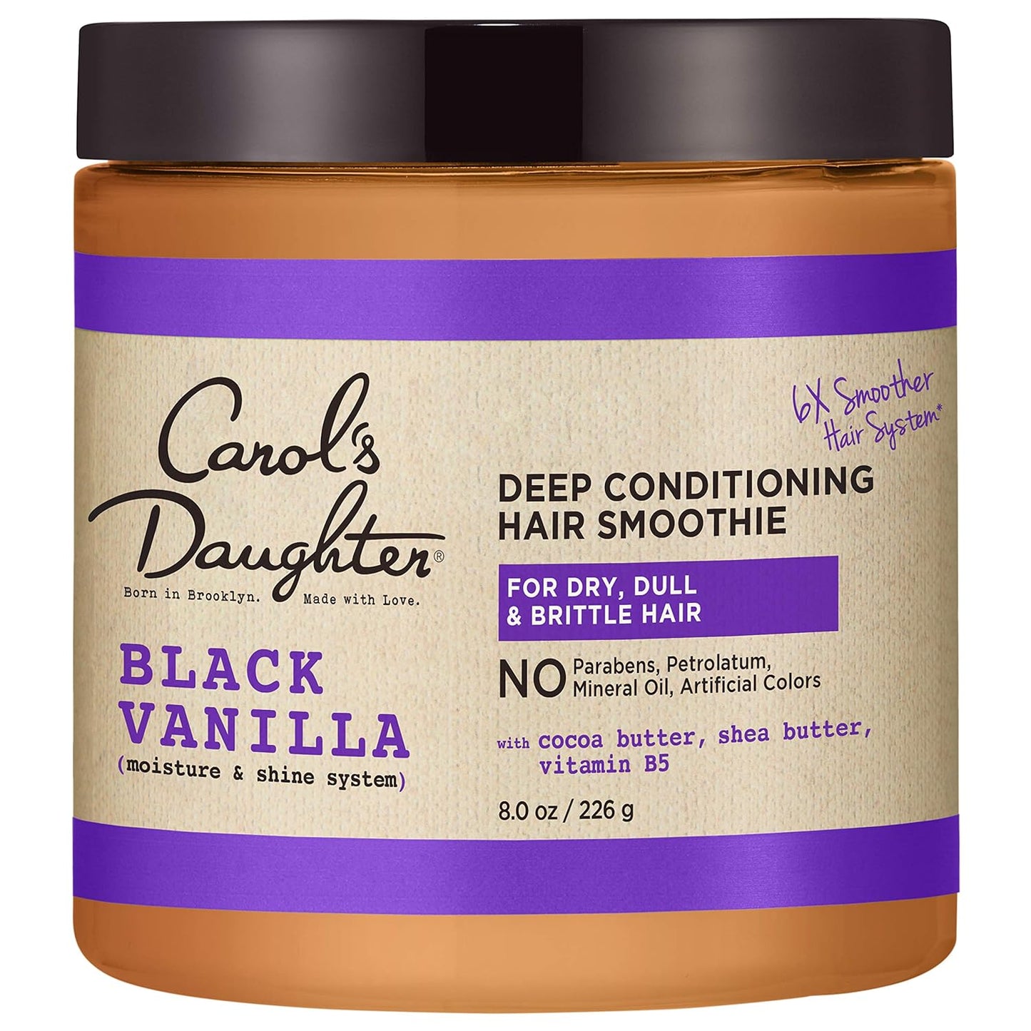 Carol's Daughter Black Vanilla Hair Smoothie for Curly, Wavy or Natural Hair, Shea Butter Hair Mask For Dry and Dull Hair, 8 Oz