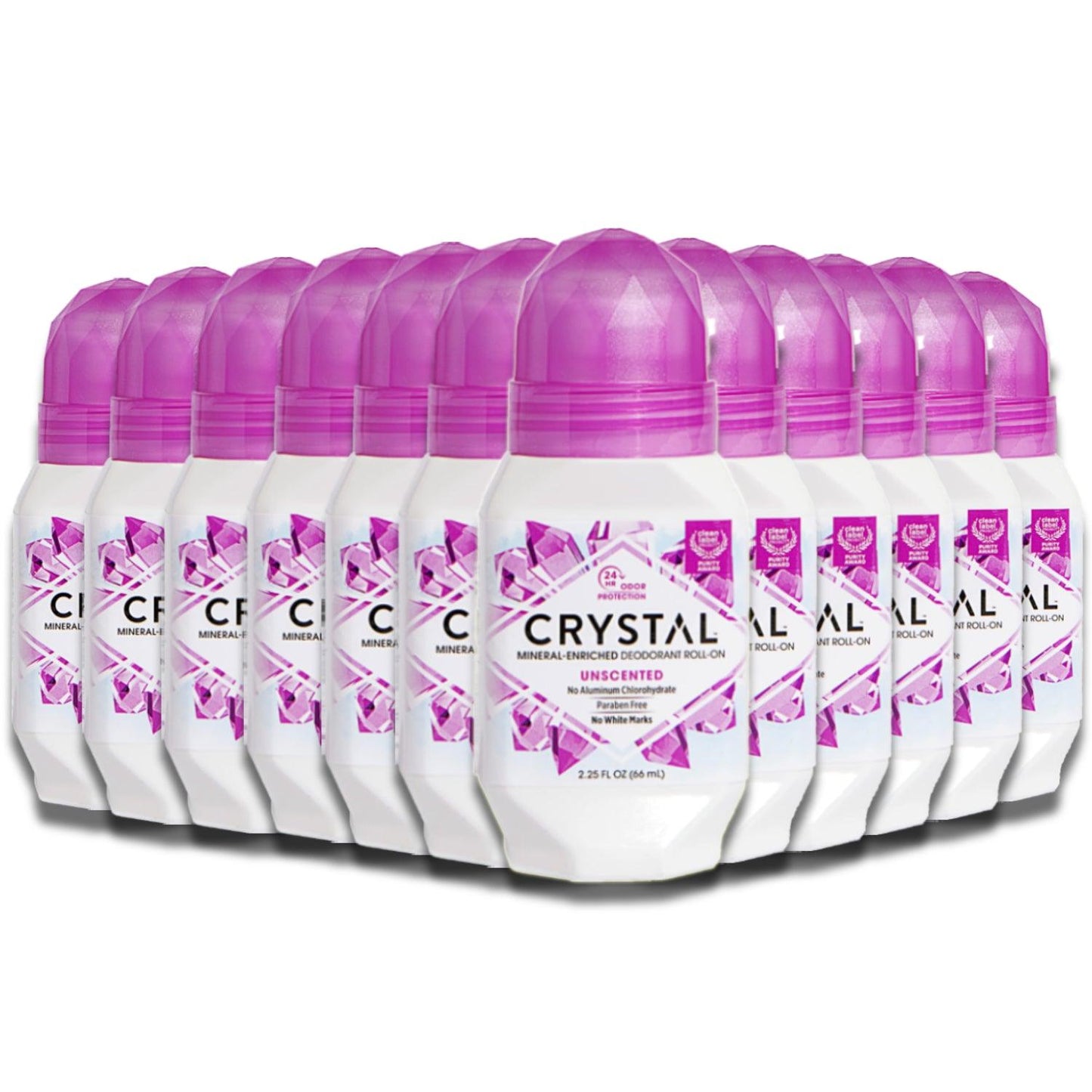 Crystal Mineral Deodorant Roll On Unscented 2.25 oz - 12 Pack