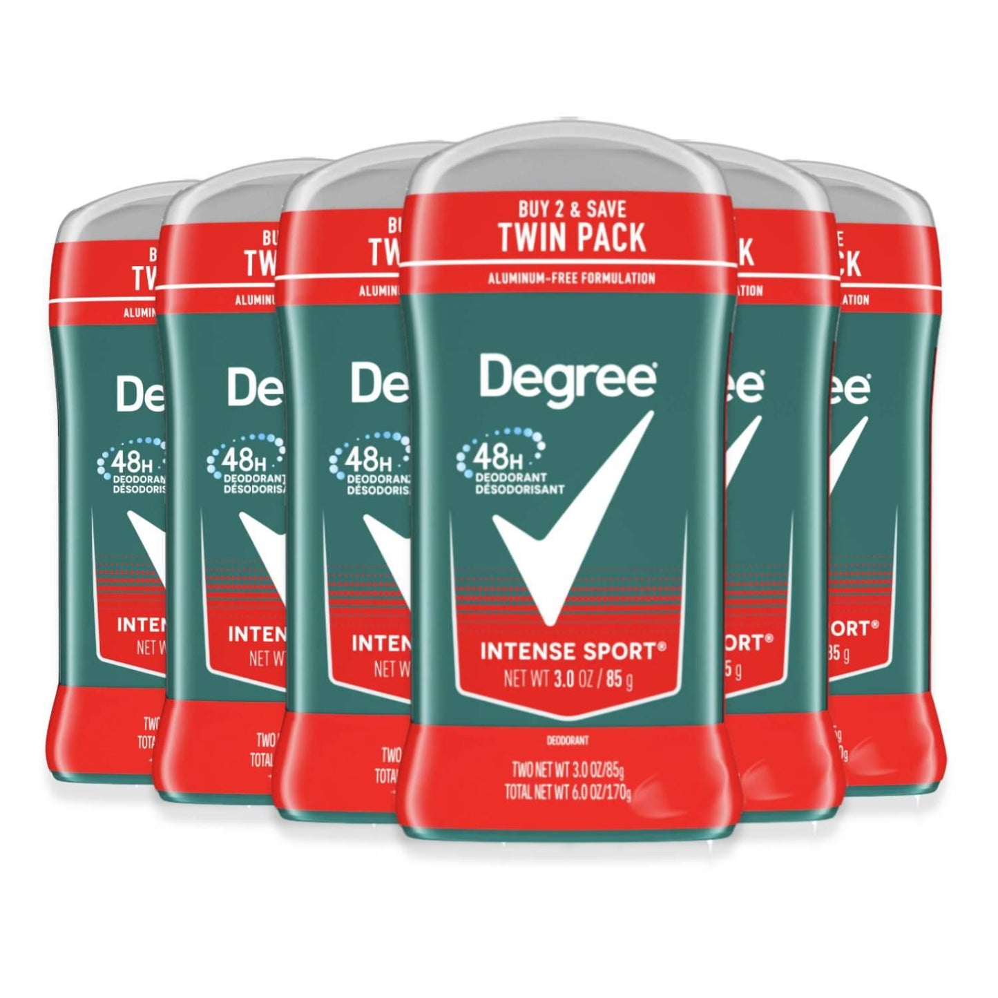 Degree® Intense Sport Deodorant 48-Hour Odor Protection - 3.0 Oz - TWIN PACK- 6 Pack