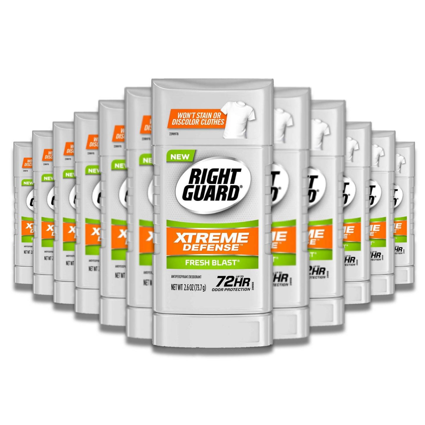 Right Guard - Xtreme Defense, Antiperspirant Deodorant, Solid Stick, Fresh Blast - 2.6 oz - 12 Pack