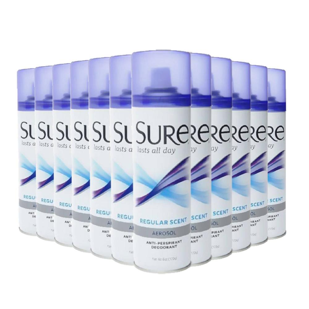 Sure Regular Scent 6 oz Anti-Perspirant & Deodorant Spray - 12 Pack