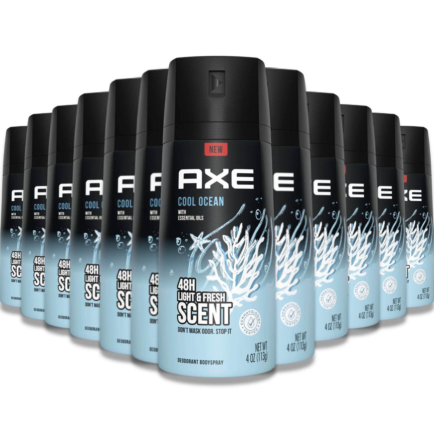 Axe - Light & Fresh Scent, Deodorant Bodyspray, Cool Ocean - 4 Oz - 12 Pack