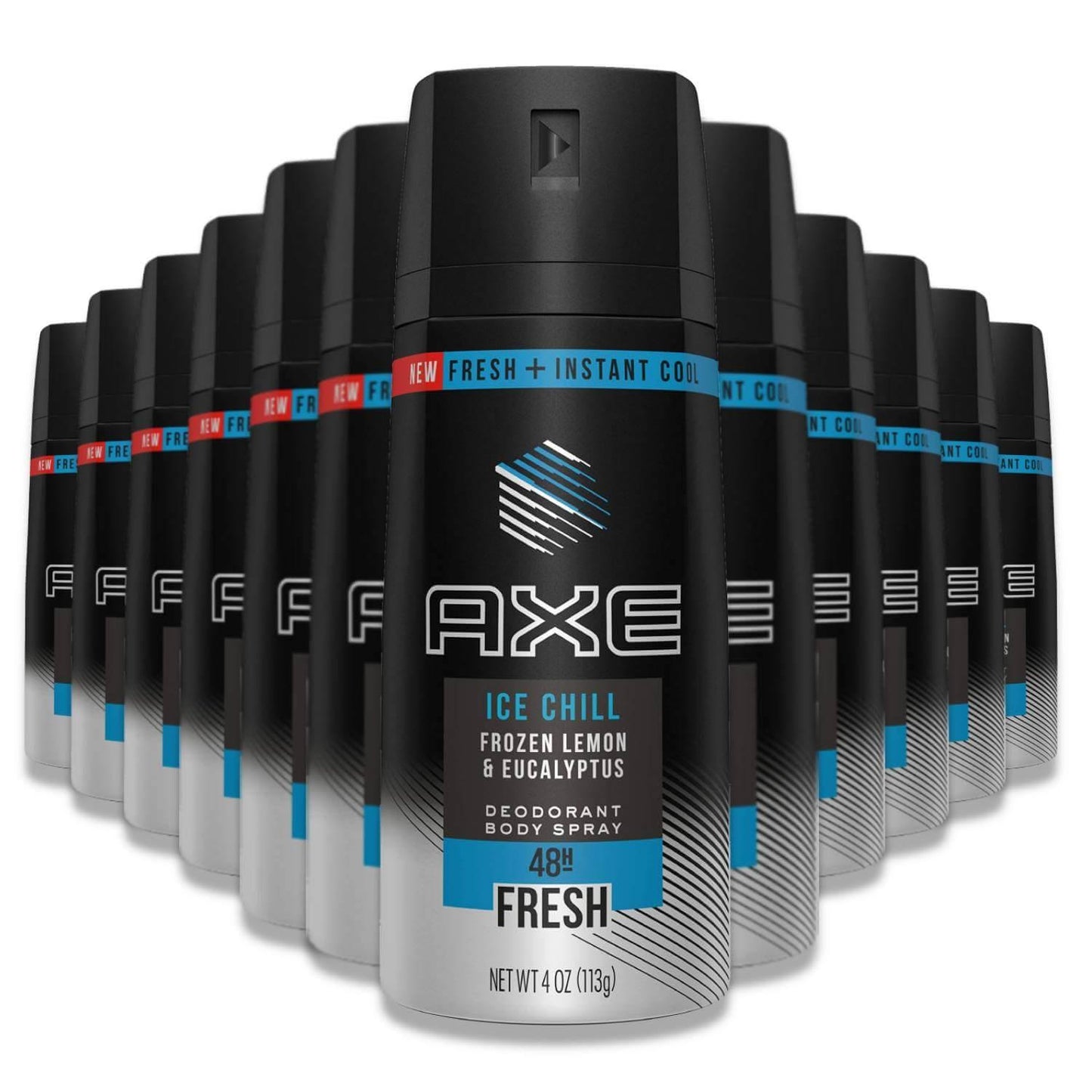 Axe Deodorant Body Spray, Ice Chill, Frozen Lemon & Eucalyptus - 4 oz - 12 pack