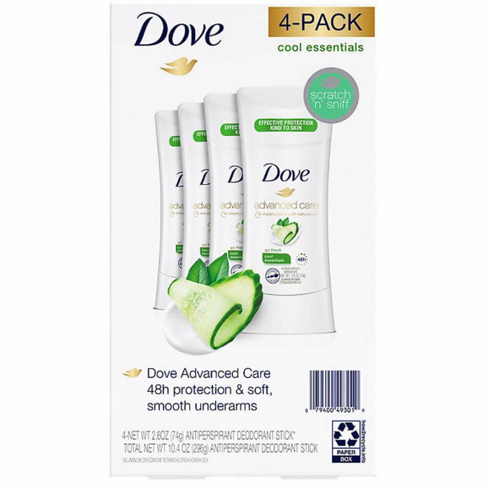 Dove - Antiperspirant Deodorant Cool Essentials - 2.6 Oz - 4 Pack