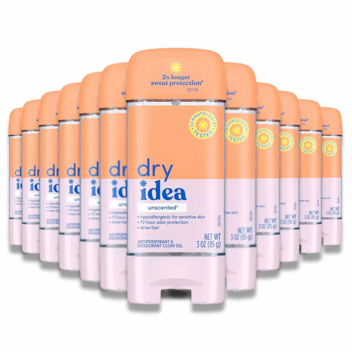 Dry Idea Anti-Perspirant and Deodorant, Unscented, Hypo-Allergenic, 3 oz- 12 Pack