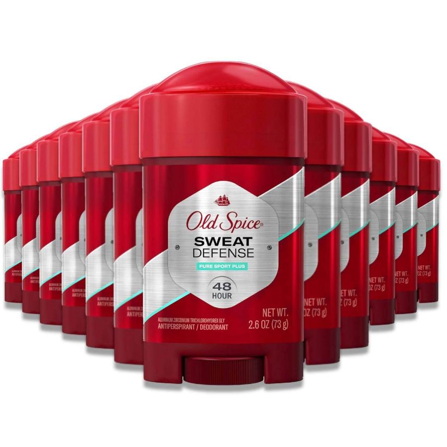 Old Spice - Sweat Defense Antiperspirant and Deodorant Soft Solid for Men, Pure Sport Plus - 2.6 Oz - 12 Pack