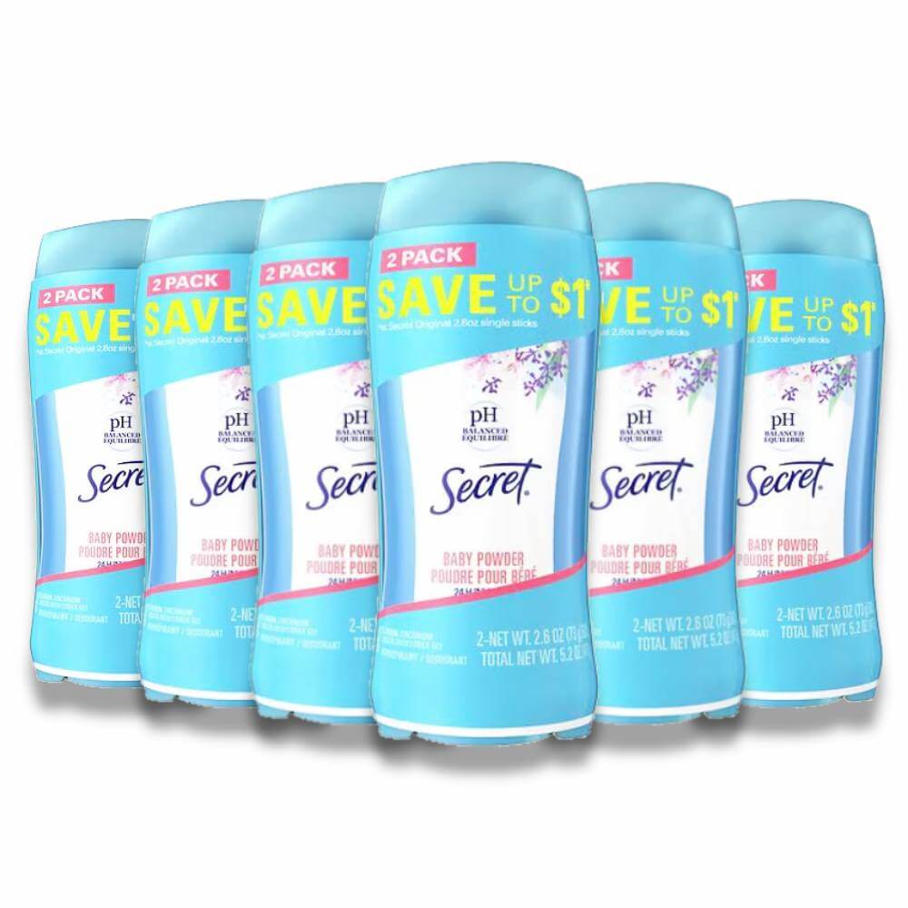 Secret Anti-Perspirant Deodorant Invisible Solid Powder Fresh Twin Pack - 2.6 Oz - 6 Pack