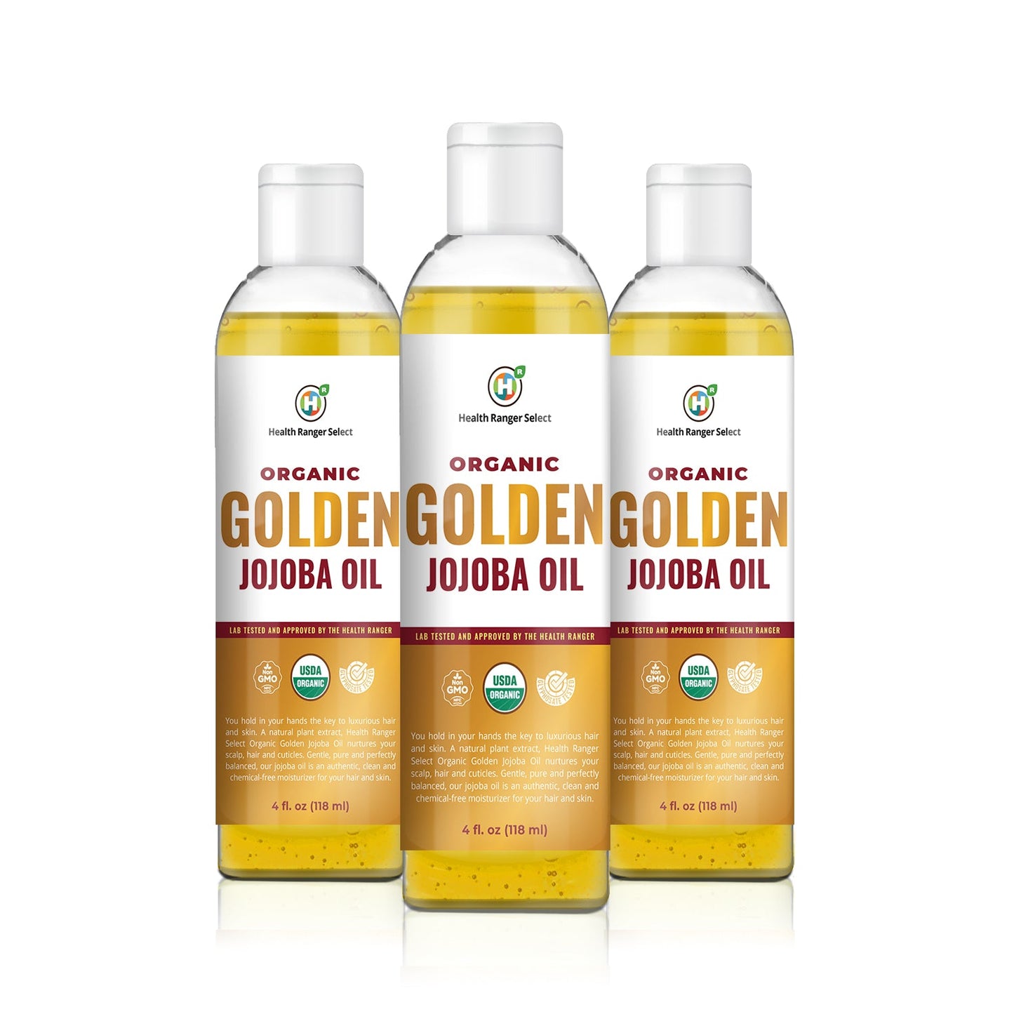 Organic Golden Jojoba Oil 4 fl oz (118ml) (3-Pack)