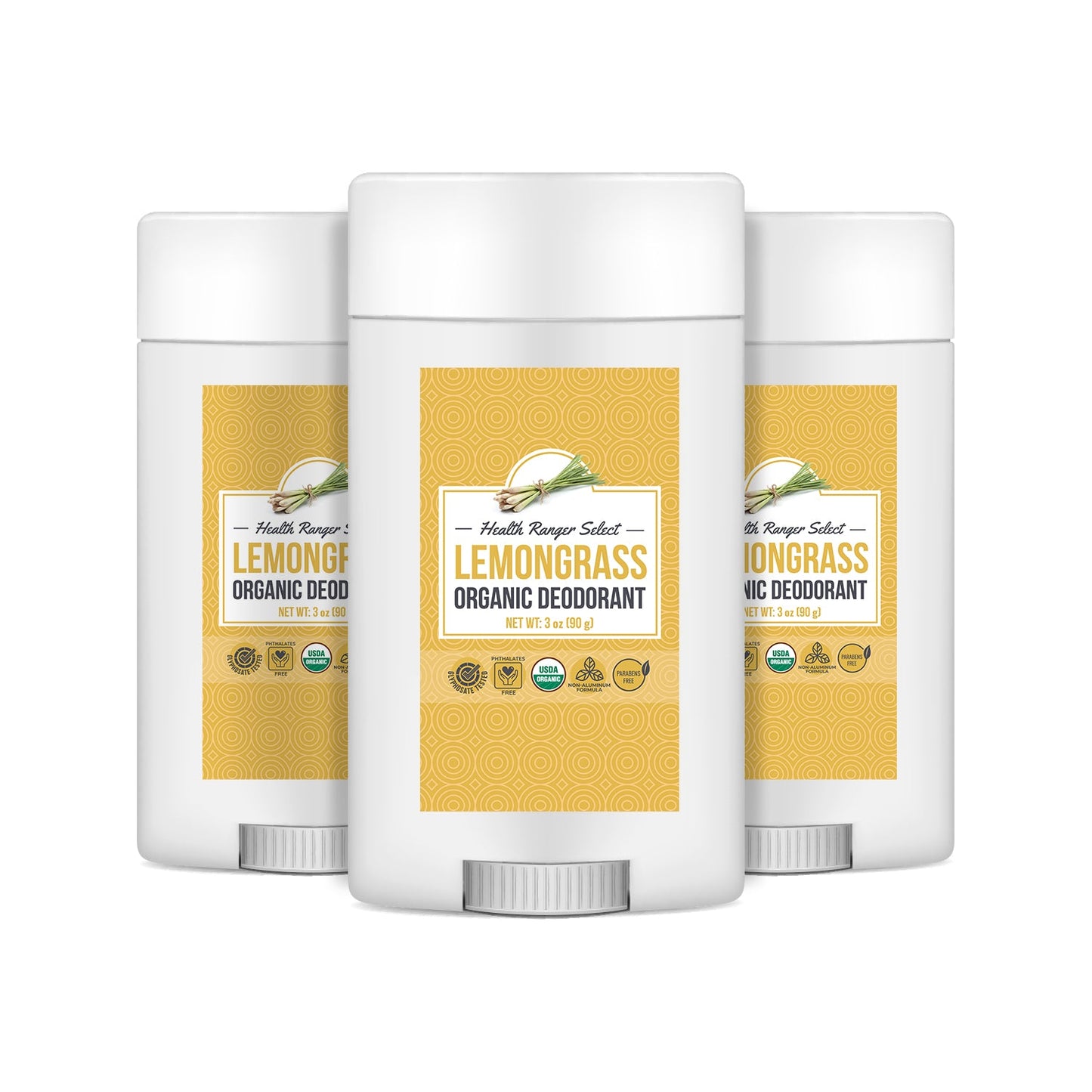 Organic Lemongrass Deodorant 3oz (90g) (3-Pack)