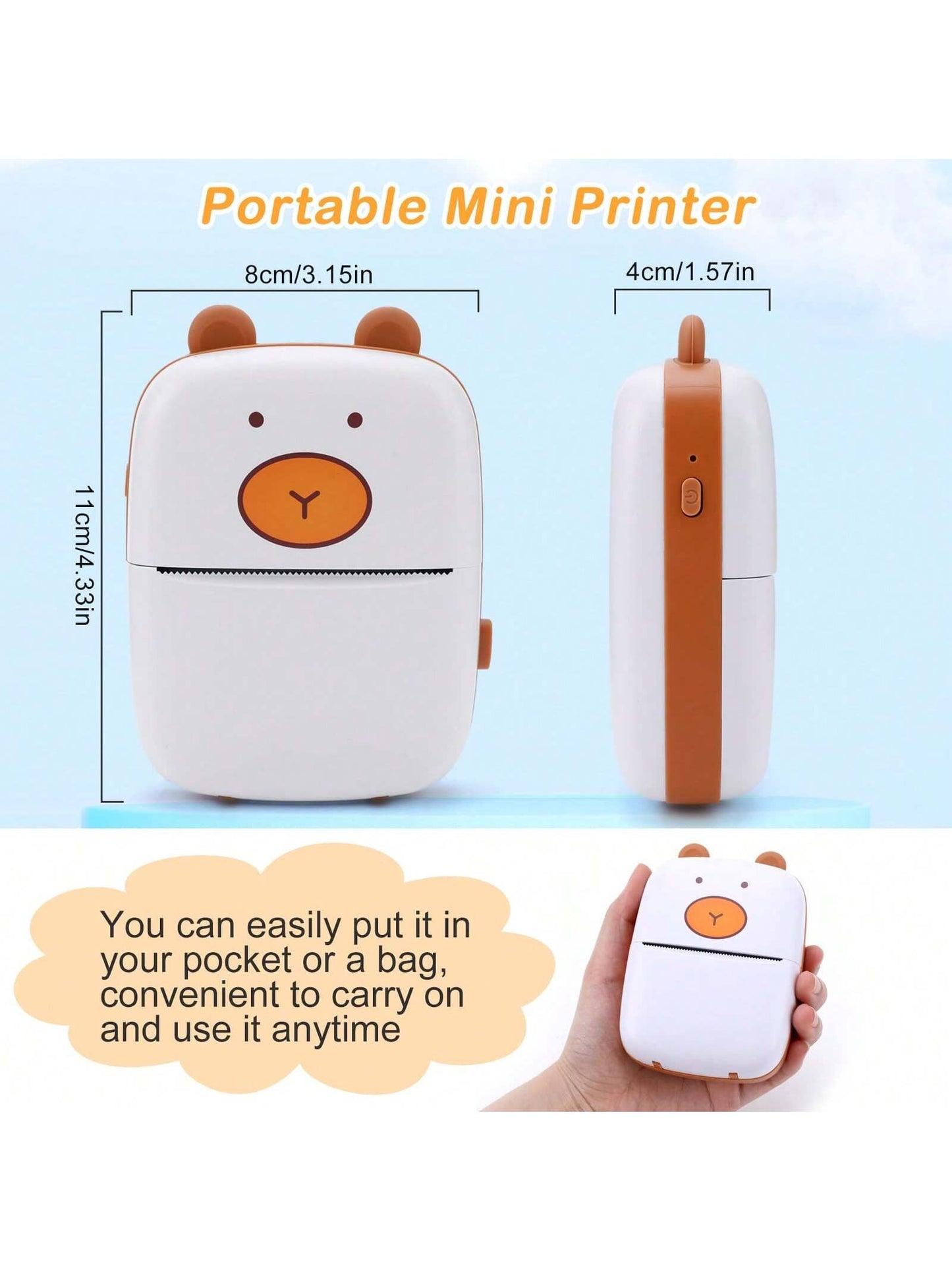 Portable Wireless Mini Printer Compatible With Iphone and Android - Print Labels, Journals, and Notes for The Big Game!
