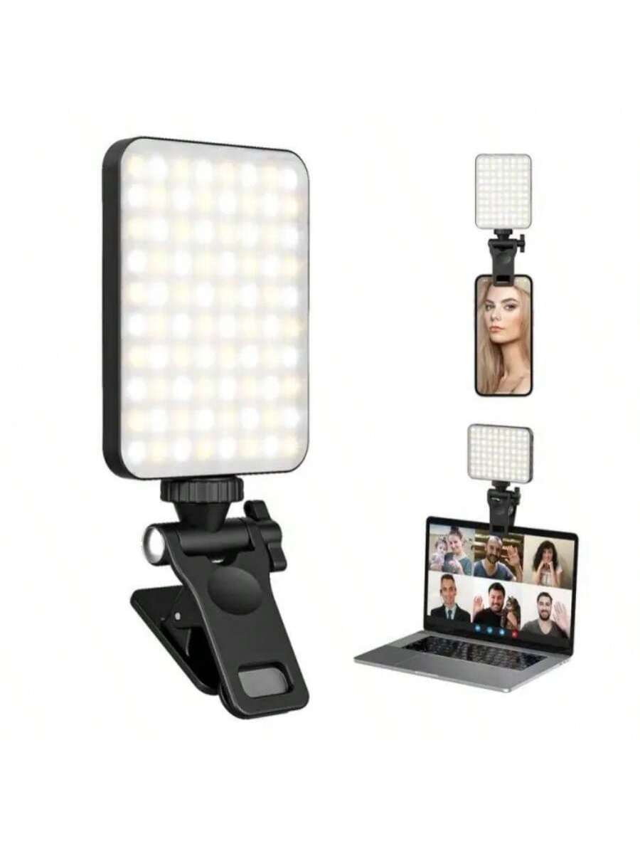 Rechargeable Selfie Light, Clip Fill Light For Phone Laptop Tablet Portable Light For Video Conference Live Streaming Zoom Call Makeup Picture (Black)