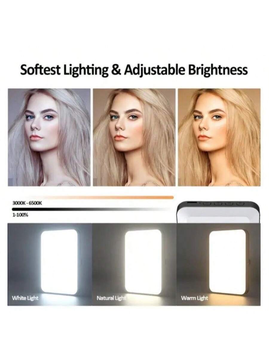 Rechargeable Selfie Light, Clip Fill Light For Phone Laptop Tablet Portable Light For Video Conference Live Streaming Zoom Call Makeup Picture (Black)