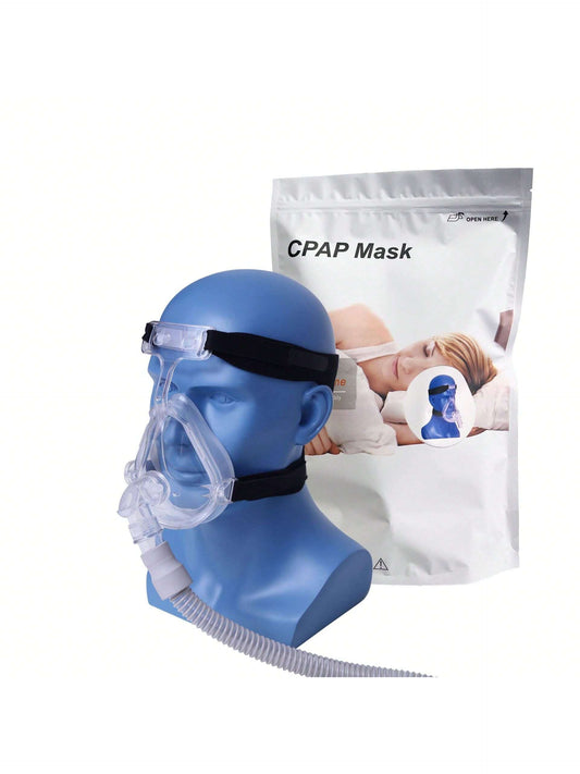 1pc CPAP Masks For Full Face, CPAP Replacement Accessories Covers Nose And Mouth Includes Headgear, Mask Cushion Suitable For CPAP Machine Reusable CPAP Supplies Compatible With All CPAP Machines, Used For 22mm CPAP Hose