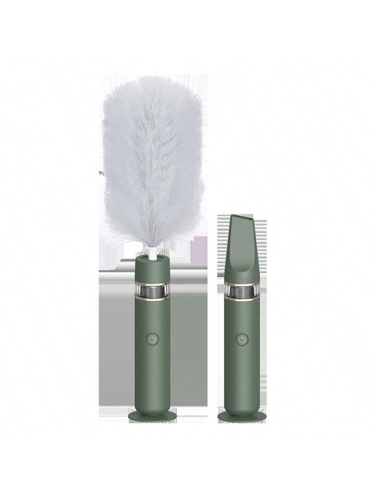 White New Version Automatic Electric Dust Removal Brush Duster With 360 Degree Rotation - Stretchable Design, Multiple Function For Convenient Cleaning