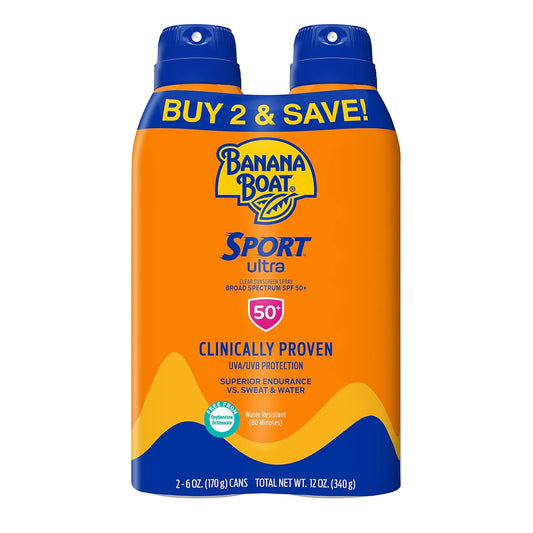 Banana Boat Ultra Sport Reef Friendly Sunscreen Spray, Broad Spectrum SPF 50, 6 Oz (Pack of 2)