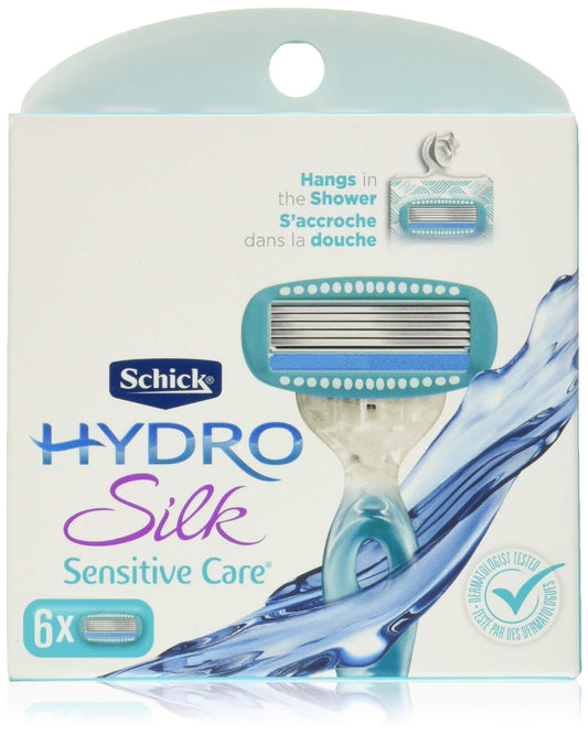 Schick Hydro Silk Moisturizing Razor Blade Refills for Women with Shower Hanger, 6 Count (Pack of 1)
