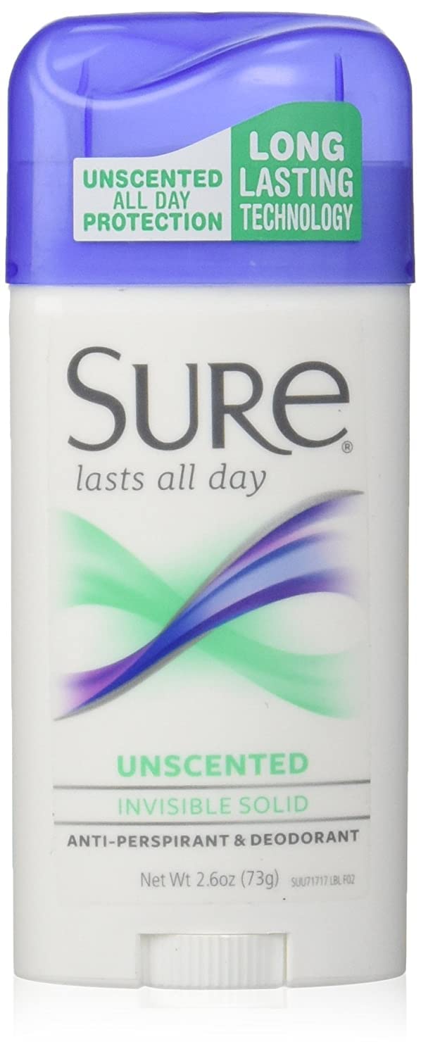Sure Invisible Solid Deodorant, 2 Count, Reduces Underarm Wetness, Unscented