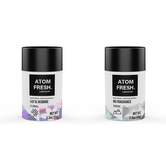 Atom Fresh Lab Natural Deodorant Bundle Set 2PCS (Lily & Jasmine, No Fragrance)